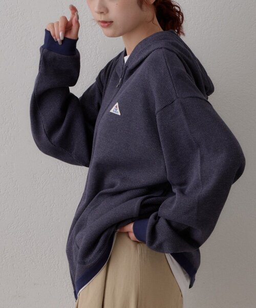 GEVACO(ゲバコ)の「【GEVACO】ワッフル杢ジップパーカー(Tシャツ/カットソー・メンズ・レッド/ネイビー・MEDIUM/LARGE)」の10枚目の写真