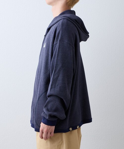 GEVACO(ゲバコ)の「【GEVACO】ワッフル杢ジップパーカー(Tシャツ/カットソー・メンズ・レッド/ネイビー・MEDIUM/LARGE)」の16枚目の写真