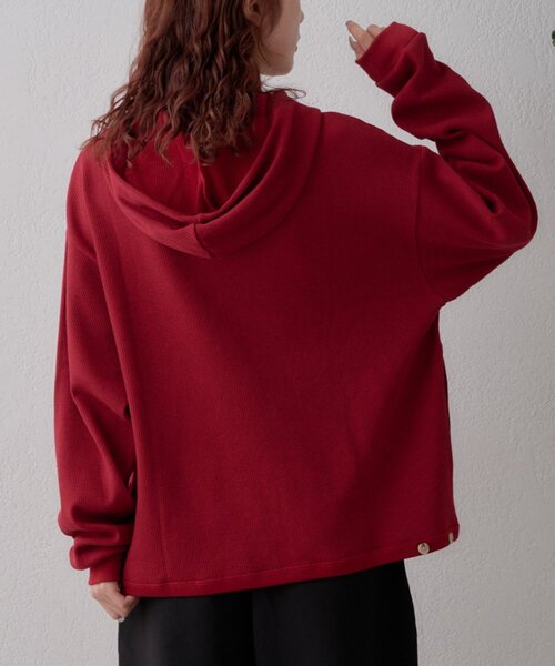 GEVACO(ゲバコ)の「【GEVACO】ワッフル杢ジップパーカー(Tシャツ/カットソー・メンズ・レッド/ネイビー・MEDIUM/LARGE)」の4枚目の写真