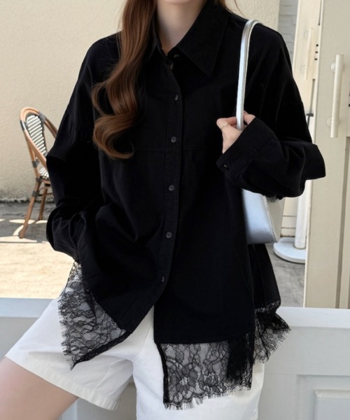 Ada.(エイダ)の「裾レース ドロップショルダー レギュラーカラー シャツ(シャツ/ブラウス・レディース・ホワイト/ブラック/ブルー・FREE)」の18枚目の写真