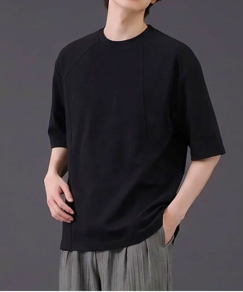 revertical(リバーティカル)の「切り替えデザイン 半袖Tシャツ(Tシャツ/カットソー・メンズ・ブラック/モカ/ホワイト・LARGE/MEDIUM)」の2枚目の写真
