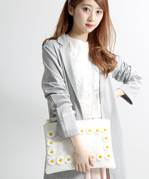 WEGO/フラワー刺繍クラッチバッグ