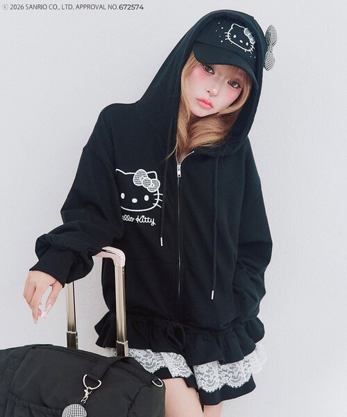 OLIVE des OLIVE(オリーブデオリーブ)の「HELLO KITTY パーカー(パーカー・レディース・ピンク/ブラック・FREE)」の6枚目の写真