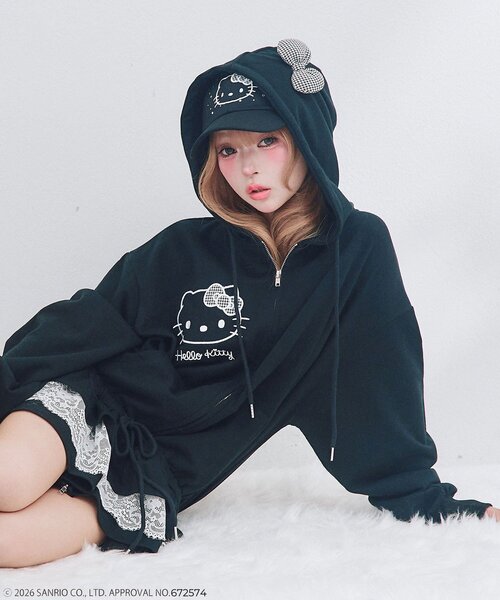 OLIVE des OLIVE(オリーブデオリーブ)の「HELLO KITTY パーカー(パーカー・レディース・ピンク/ブラック・FREE)」の9枚目の写真