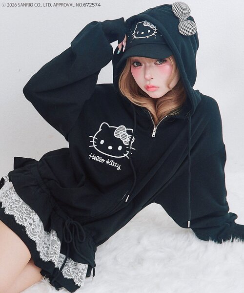 OLIVE des OLIVE(オリーブデオリーブ)の「HELLO KITTY パーカー(パーカー・レディース・ピンク/ブラック・FREE)」の3枚目の写真