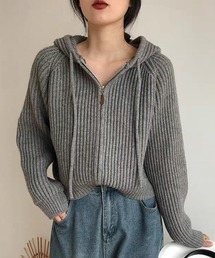 ざっくり フルジップニットパーカー