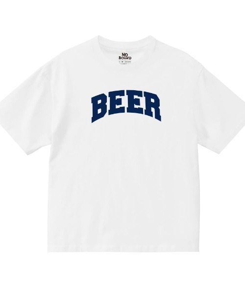 NOBOUND（ノーバウンド）の「NOBOUND（ノーバウンド） 半袖Tシャツ BEER ビール ロゴ プリント ビッグシルエット トップス カットソー メンズ ユニセックス（Tシャツ/カットソー・メンズ・ホワイト/ブラック/ネイビー・M/L/XL）」の2枚目の写真