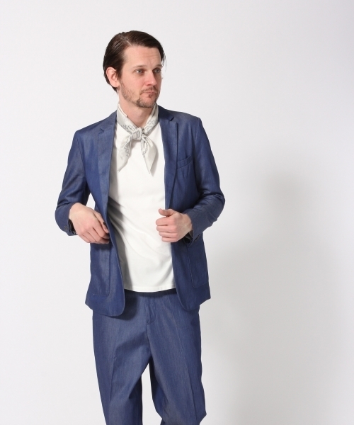 HARE（ハレ）の「デニムテーラードジャケット(HARE)（デニムジャケット・メンズ・ネイビー/ブルー・MEDIUM/LARGE/SMALL）」の3枚目の写真