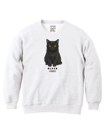 Moftique(モフティック) トレーナー スウェット 裏毛 黒猫 キャット ペット アニマル プリント トップス メンズ ユニセックス