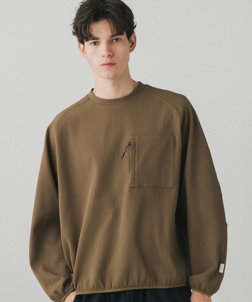 +phenix(プラスフェニックス)の「+phenix(プラスフェニックス)WAFFLE SCULPTED LONG SLEEVE TEE / ワッフルスカルプテッド ロングスリーブTシャツ(Tシャツ/カットソー・メンズ・ブルー/ホワイト/ブラウン/ブラック・S/M/L)」の1枚目の写真