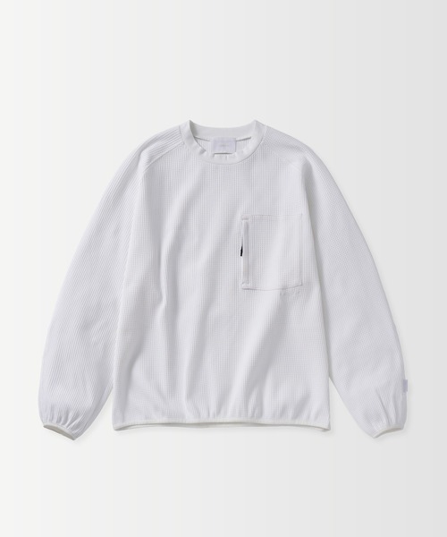 +phenix(プラスフェニックス)の「+phenix(プラスフェニックス)WAFFLE SCULPTED LONG SLEEVE TEE / ワッフルスカルプテッド ロングスリーブTシャツ(Tシャツ/カットソー・メンズ・ブルー/ホワイト/ブラウン/ブラック・S/M/L)」の13枚目の写真