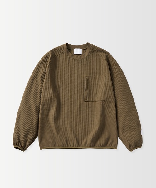 +phenix(プラスフェニックス)の「+phenix(プラスフェニックス)WAFFLE SCULPTED LONG SLEEVE TEE / ワッフルスカルプテッド ロングスリーブTシャツ(Tシャツ/カットソー・メンズ・ブルー/ホワイト/ブラウン/ブラック・S/M/L)」の11枚目の写真