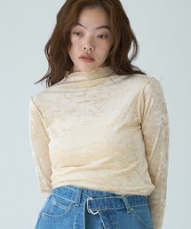 フロッキーメッシュボトルネックプルオーバー