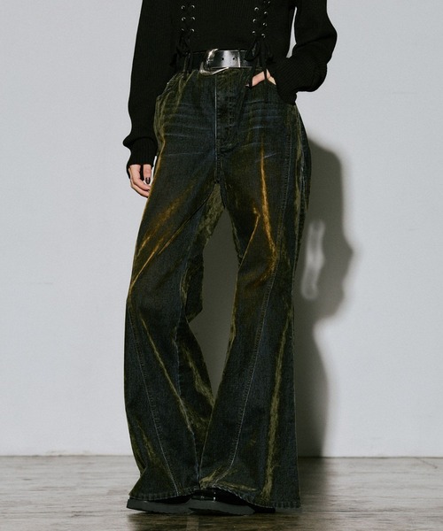 PAGEBOY(ページボーイ)の「フロッキーフレアデニム(デニムパンツ・レディース・ピンク系その他/カーキ系・SMALL/MEDIUM)」の1枚目の写真