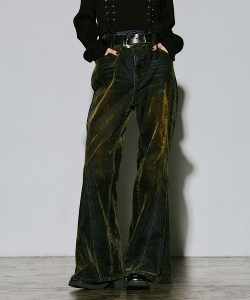 PAGEBOY(ページボーイ)の「フロッキーフレアデニム(デニムパンツ・レディース・ピンク系その他/カーキ系・SMALL/MEDIUM)」の6枚目の写真