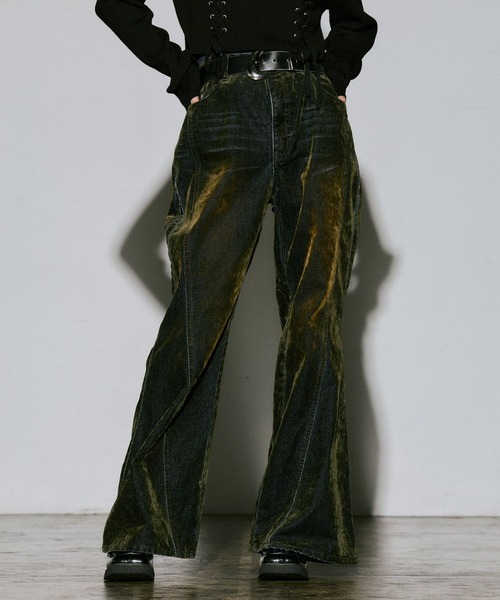 PAGEBOY(ページボーイ)の「フロッキーフレアデニム(デニムパンツ・レディース・ピンク系その他/カーキ系・SMALL/MEDIUM)」の5枚目の写真