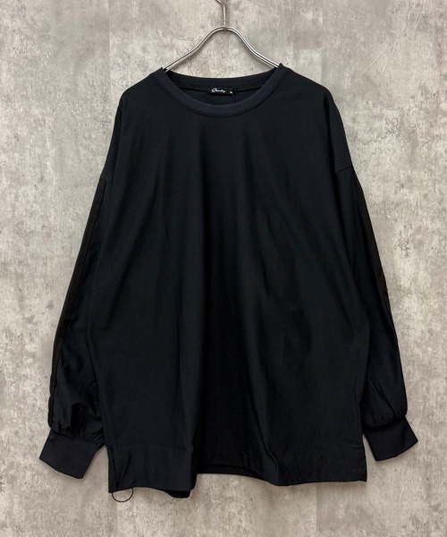 SHISKY（シスキー）の「ドローコード付きBIGロンT(846-05)（Tシャツ/カットソー・メンズ・ブラック×ホワイト/オフホワイト/カーキ/ベージュ/ブラック/チャコールグレー/ブラック×ブラック・XL/L/M）」の4枚目の写真