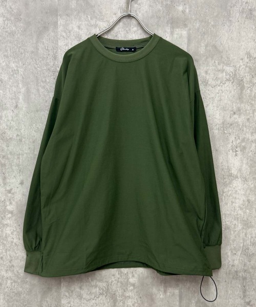 SHISKY（シスキー）の「ドローコード付きBIGロンT(846-05)（Tシャツ/カットソー・メンズ・ブラック×ホワイト/オフホワイト/カーキ/ベージュ/ブラック/チャコールグレー/ブラック×ブラック・XL/L/M）」の7枚目の写真