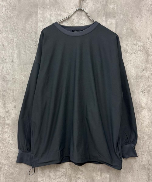 SHISKY（シスキー）の「ドローコード付きBIGロンT(846-05)（Tシャツ/カットソー・メンズ・ブラック×ホワイト/オフホワイト/カーキ/ベージュ/ブラック/チャコールグレー/ブラック×ブラック・XL/L/M）」の5枚目の写真