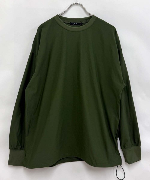 SHISKY（シスキー）の「ドローコード付きBIGロンT(846-05)（Tシャツ/カットソー・メンズ・ブラック×ホワイト/オフホワイト/カーキ/ベージュ/ブラック/チャコールグレー/ブラック×ブラック・XL/L/M）」の9枚目の写真