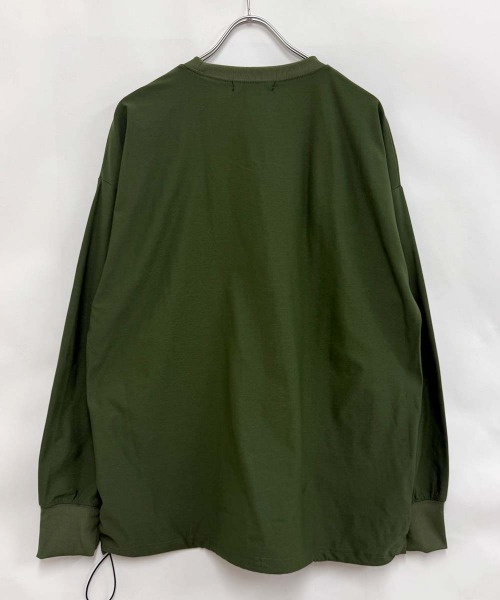 SHISKY（シスキー）の「ドローコード付きBIGロンT(846-05)（Tシャツ/カットソー・メンズ・ブラック×ホワイト/オフホワイト/カーキ/ベージュ/ブラック/チャコールグレー/ブラック×ブラック・XL/L/M）」の10枚目の写真
