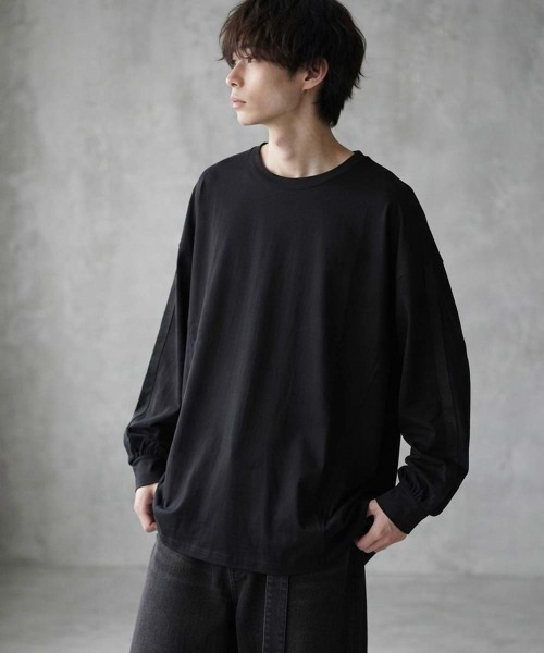 SHISKY（シスキー）の「ドローコード付きBIGロンT(846-05)（Tシャツ/カットソー・メンズ・ブラック×ホワイト/オフホワイト/カーキ/ベージュ/ブラック/チャコールグレー/ブラック×ブラック・XL/L/M）」の19枚目の写真