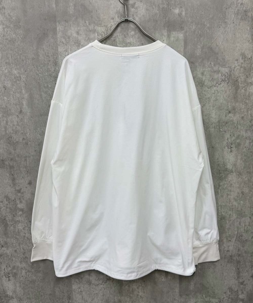 SHISKY（シスキー）の「ドローコード付きBIGロンT(846-05)（Tシャツ/カットソー・メンズ・ブラック×ホワイト/オフホワイト/カーキ/ベージュ/ブラック/チャコールグレー/ブラック×ブラック・XL/L/M）」の20枚目の写真