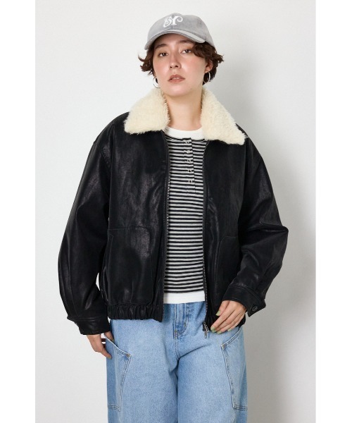 RODEO CROWNS WIDE BOWL（ロデオクラウンズワイドボウル）の「Suede look 2WAY ブルゾン（ブルゾン・レディース・ブラック/ベージュ系その他/ブラウン・FREE）」の2枚目の写真