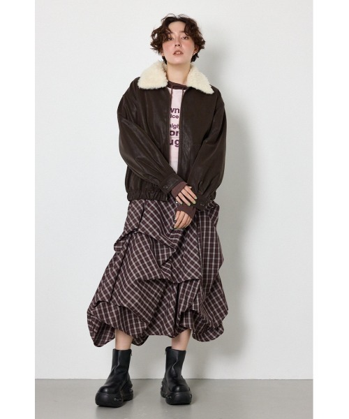 RODEO CROWNS WIDE BOWL（ロデオクラウンズワイドボウル）の「Suede look 2WAY ブルゾン（ブルゾン・レディース・ブラック/ベージュ系その他/ブラウン・FREE）」の7枚目の写真