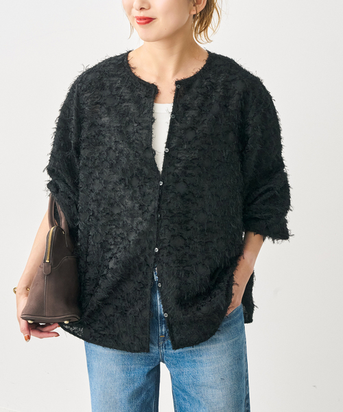 Spick & Span(スピックアンドスパン)の「カットジャガードパフスリーブブラウス(シャツ/ブラウス・レディース・ブラック/アイボリー・FREE)」の7枚目の写真