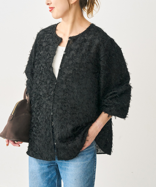Spick & Span(スピックアンドスパン)の「カットジャガードパフスリーブブラウス(シャツ/ブラウス・レディース・ブラック/アイボリー・FREE)」の9枚目の写真