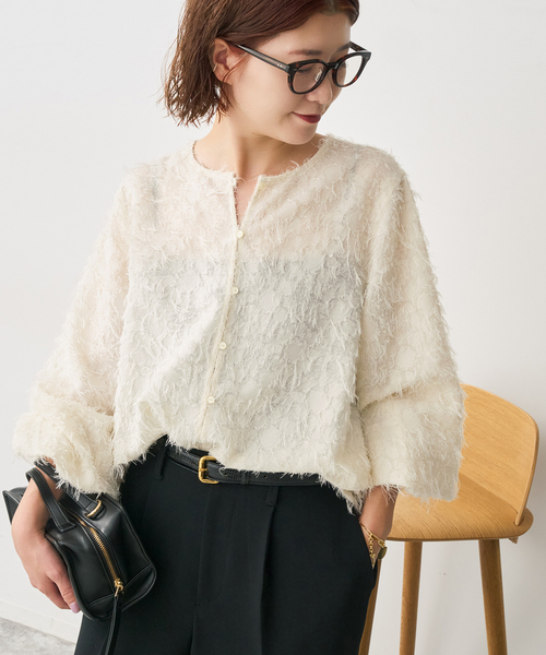 Spick & Span(スピックアンドスパン)の「カットジャガードパフスリーブブラウス(シャツ/ブラウス・レディース・ブラック/アイボリー・FREE)」の13枚目の写真