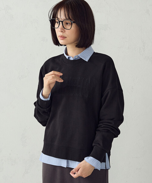 COMME CA ISM(コムサイズム)の「ロゴ裏毛スウェット(Tシャツ/カットソー・レディース・オートミール/ブラック・L/M)」の2枚目の写真