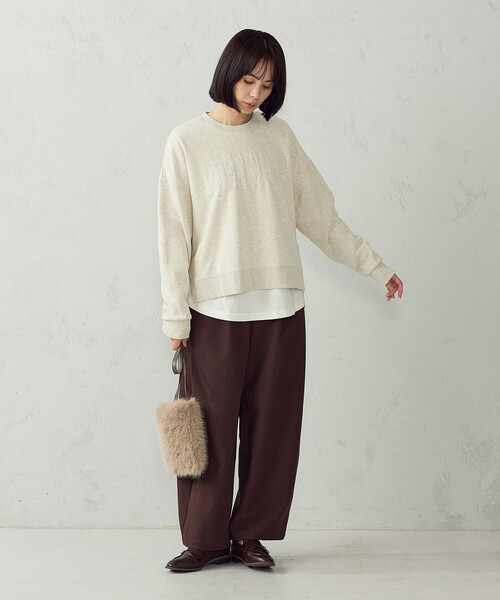 COMME CA ISM(コムサイズム)の「ロゴ裏毛スウェット(Tシャツ/カットソー・レディース・オートミール/ブラック・L/M)」の3枚目の写真
