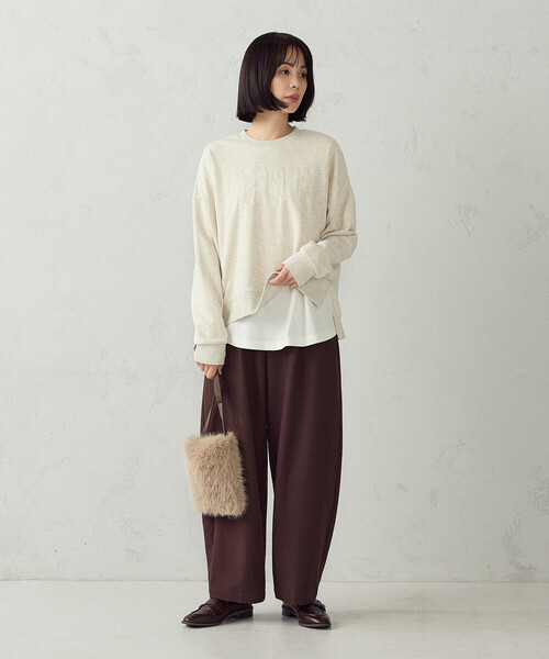 COMME CA ISM(コムサイズム)の「ロゴ裏毛スウェット(Tシャツ/カットソー・レディース・オートミール/ブラック・L/M)」の4枚目の写真