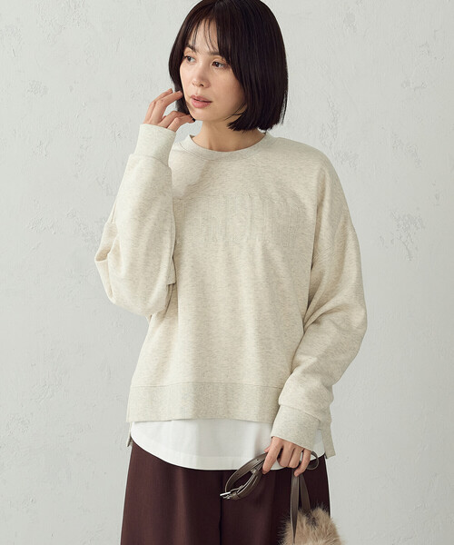 COMME CA ISM(コムサイズム)の「ロゴ裏毛スウェット(Tシャツ/カットソー・レディース・オートミール/ブラック・L/M)」の6枚目の写真