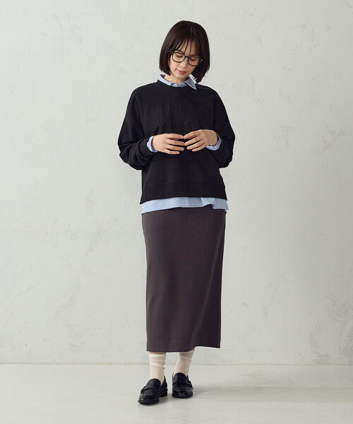COMME CA ISM(コムサイズム)の「ロゴ裏毛スウェット(Tシャツ/カットソー・レディース・オートミール/ブラック・L/M)」の9枚目の写真