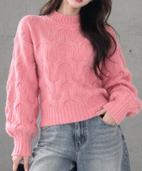 GLAMOROUS JANE(グラマラスジェーン)の「ケーブル編みハイネックニット(ニット/セーター・レディース・ピンク/ベージュ/ホワイト・FREE)」の10枚目の写真
