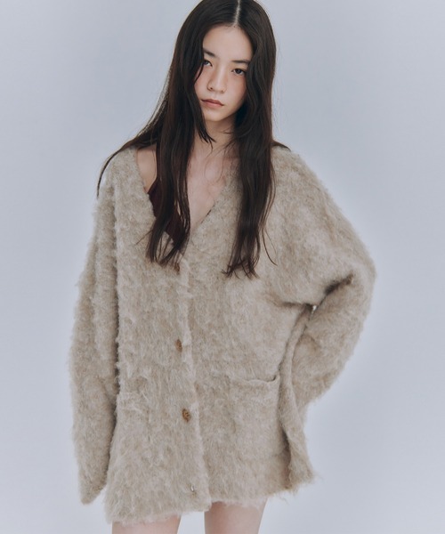 Obis&(オビスアンド)の「シャギーニットカーディガン(カーディガン/ボレロ・レディース・グレー/ベージュ/ボルドー・FREE)」の1枚目の写真
