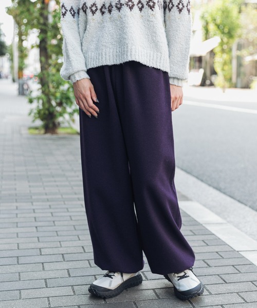 EKAL（エカル）の「ウォームドジャージワイドパンツ（その他パンツ・レディース・ブラック/ダークパープル/アイボリー・ONE）」の7枚目の写真