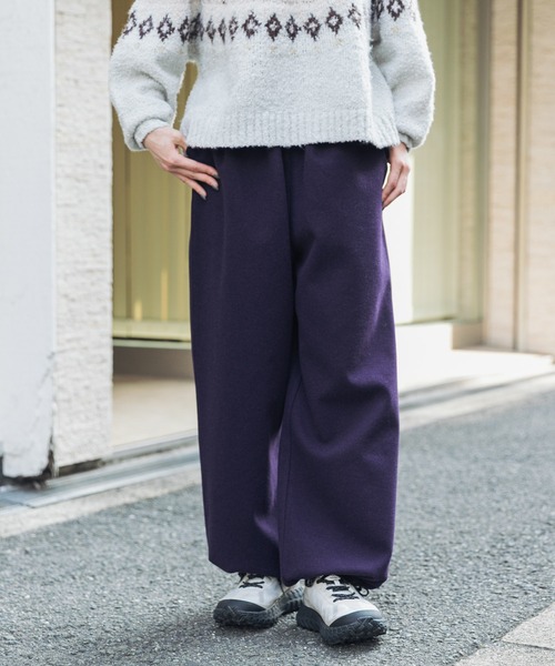 EKAL（エカル）の「ウォームドジャージワイドパンツ（その他パンツ・レディース・ブラック/ダークパープル/アイボリー・ONE）」の6枚目の写真