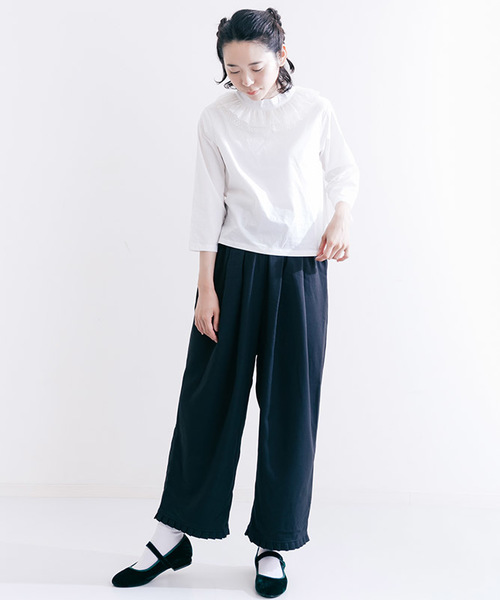 merlot plus（メルロープリュス）の「チュールピエロ襟ブラウス2299（シャツ/ブラウス・レディース・ブラック/オフホワイト・FREE）」の16枚目の写真