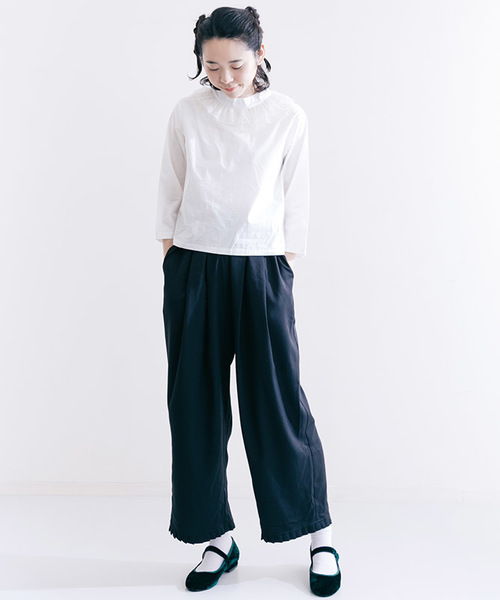 merlot plus（メルロープリュス）の「チュールピエロ襟ブラウス2299（シャツ/ブラウス・レディース・ブラック/オフホワイト・FREE）」の13枚目の写真