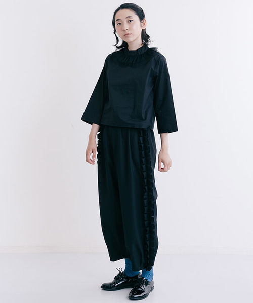 merlot plus（メルロープリュス）の「チュールピエロ襟ブラウス2299（シャツ/ブラウス・レディース・ブラック/オフホワイト・FREE）」の15枚目の写真