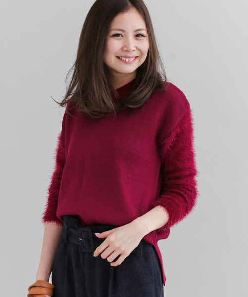 URBAN RESEARCH Sonny Label(アーバンリサーチサニーレーベル)の「Sonny Label 袖シャギーニットプルオーバー(ニット/セーター・レディース・ブラック/ホワイト/レッド系その他・FREE)」の3枚目の写真