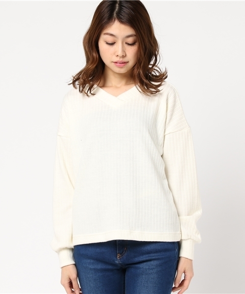 POU DOU DOU（プードゥドゥ）の「Vネック2wayプルオーバー（Tシャツ/カットソー・レディース・ネイビー/ピンク/オフホワイト/ブルー・3）」の5枚目の写真