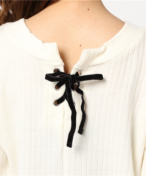 POU DOU DOU（プードゥドゥ）の「Vネック2wayプルオーバー（Tシャツ/カットソー・レディース・ネイビー/ピンク/オフホワイト/ブルー・3）」の9枚目の写真