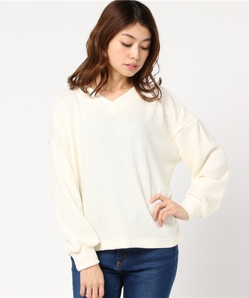 POU DOU DOU（プードゥドゥ）の「Vネック2wayプルオーバー（Tシャツ/カットソー・レディース・ネイビー/ピンク/オフホワイト/ブルー・3）」の14枚目の写真