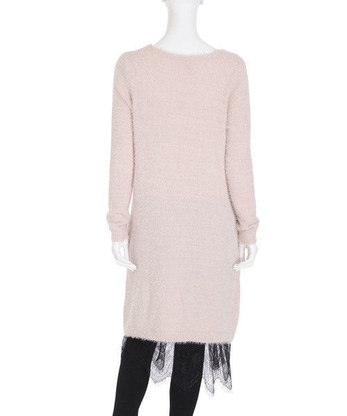 EATME（イートミー）の「レースコンビフェザーヤーンロングカーデ（カーディガン/ボレロ・レディース・アイボリー/ピンク/グレー・FREE）」の5枚目の写真