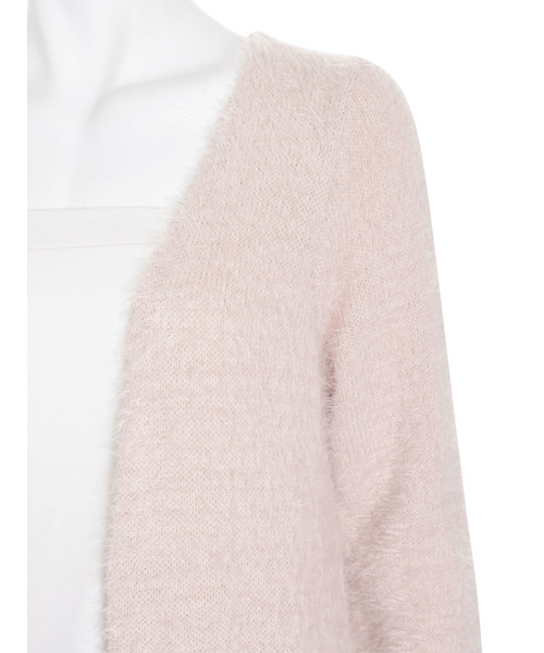 EATME（イートミー）の「レースコンビフェザーヤーンロングカーデ（カーディガン/ボレロ・レディース・アイボリー/ピンク/グレー・FREE）」の8枚目の写真